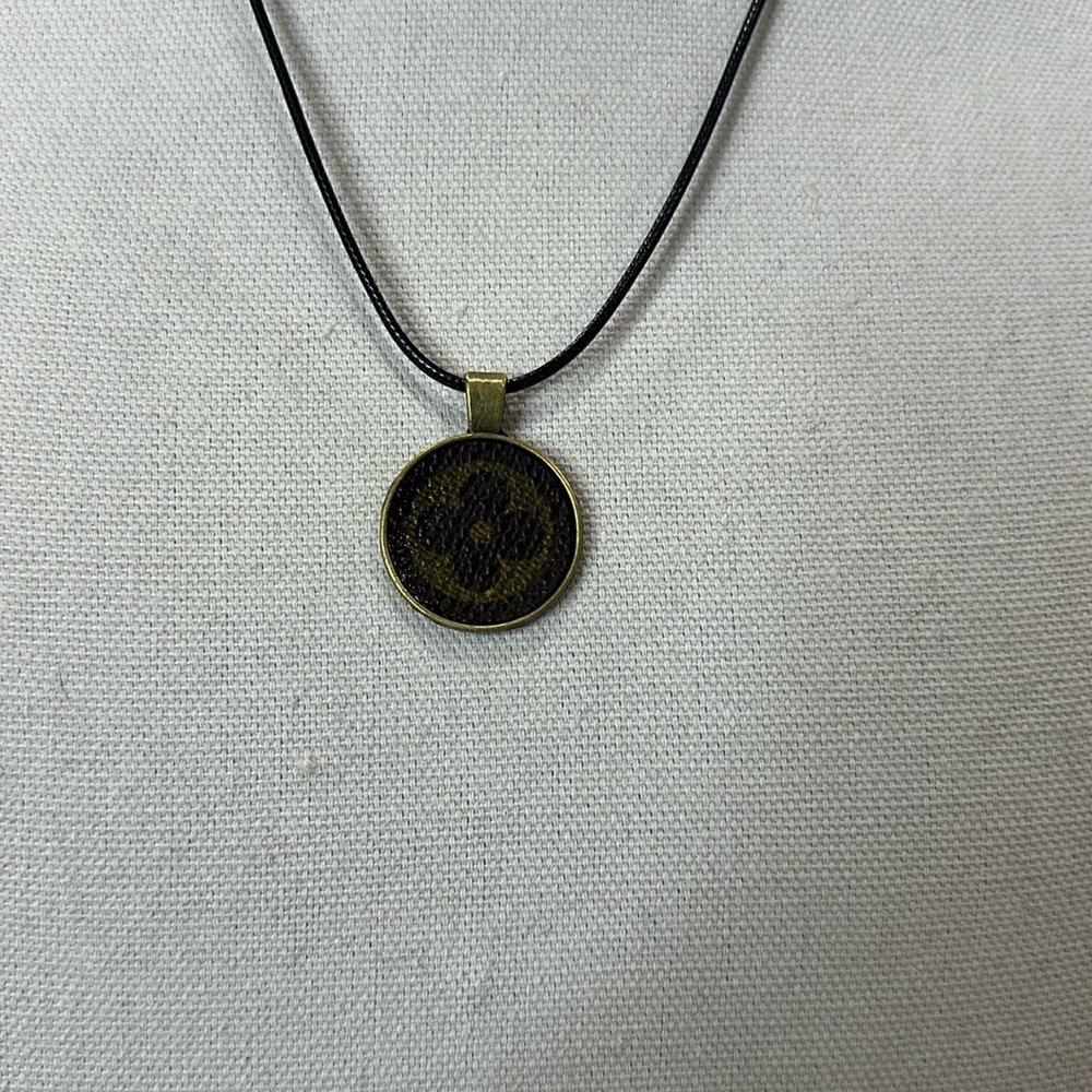 Necklace with upcycled Louis Vuitton monogram charm